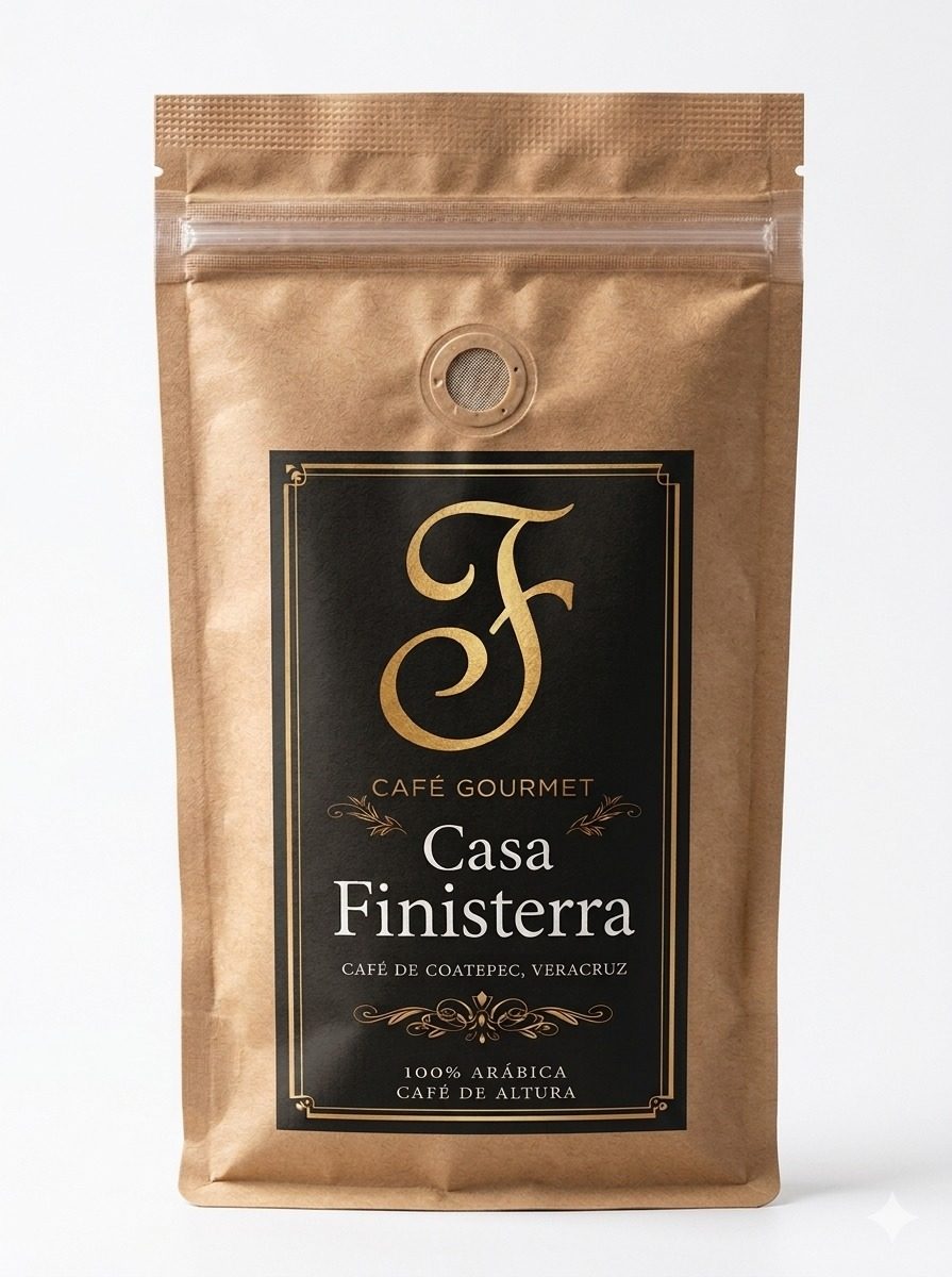 Bolsa de café Casa Finisterra Gourmet, 500 gramos, tueste medio, origen Coatepec, Veracruz