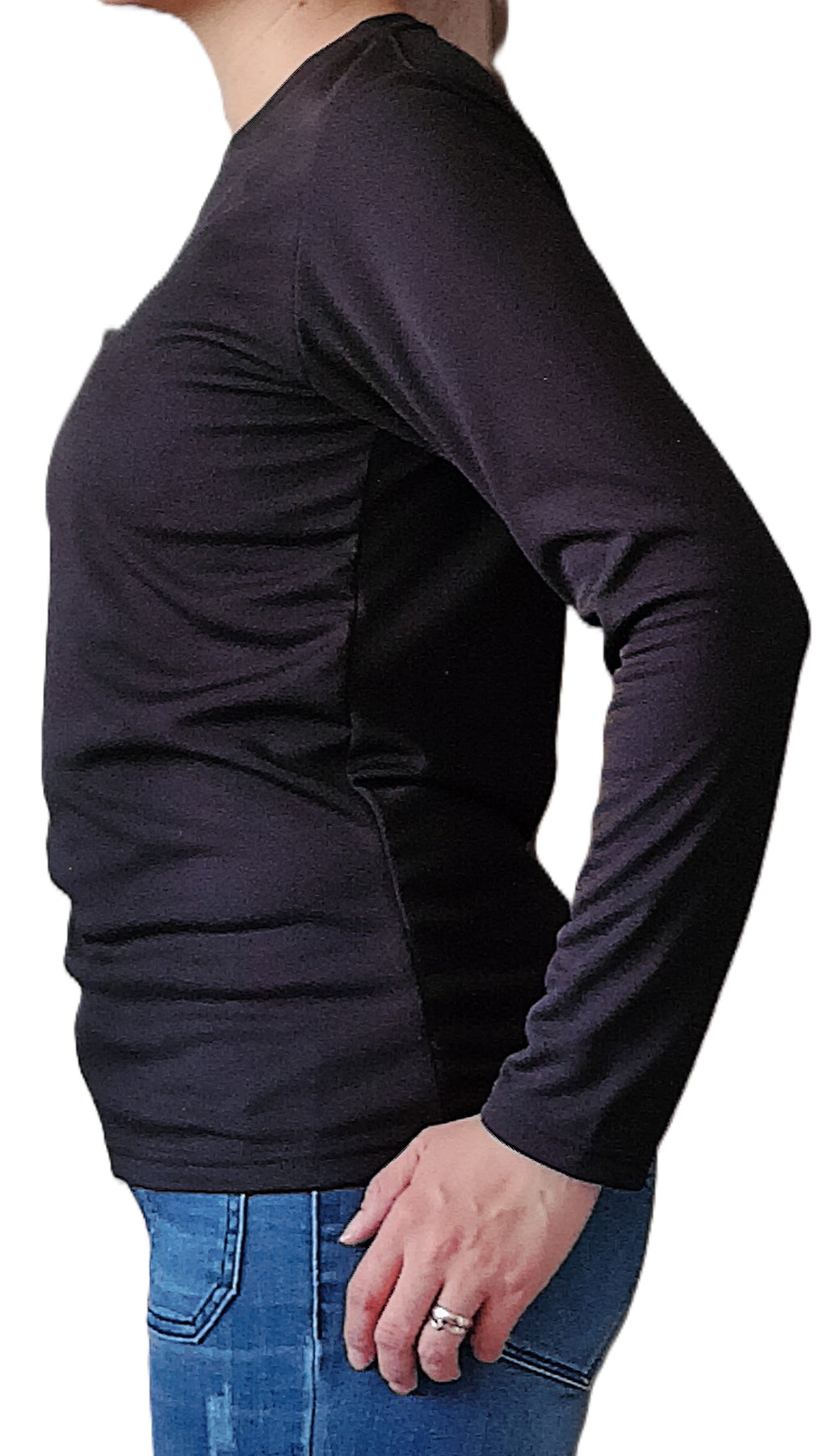 Playera cuello redondo manga larga con silueta