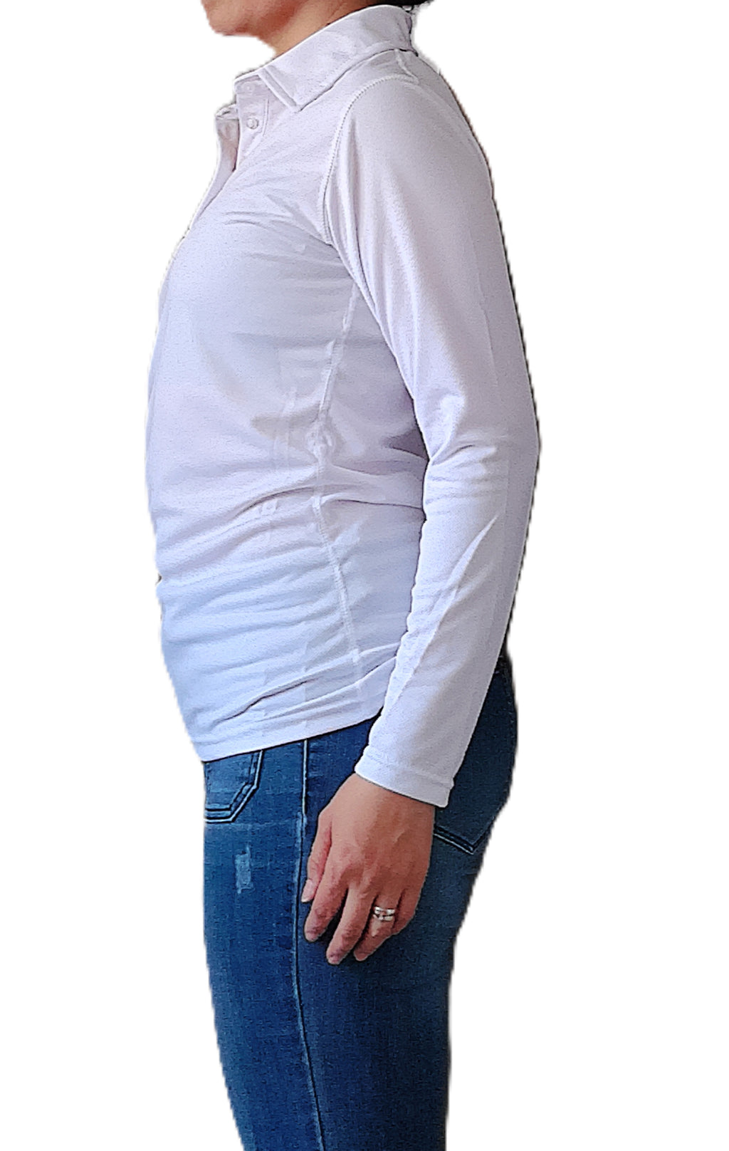 Playera tipo polo manga larga con silueta
