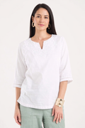 Blusa Blanca Bordada de Lino – Elegancia Natural