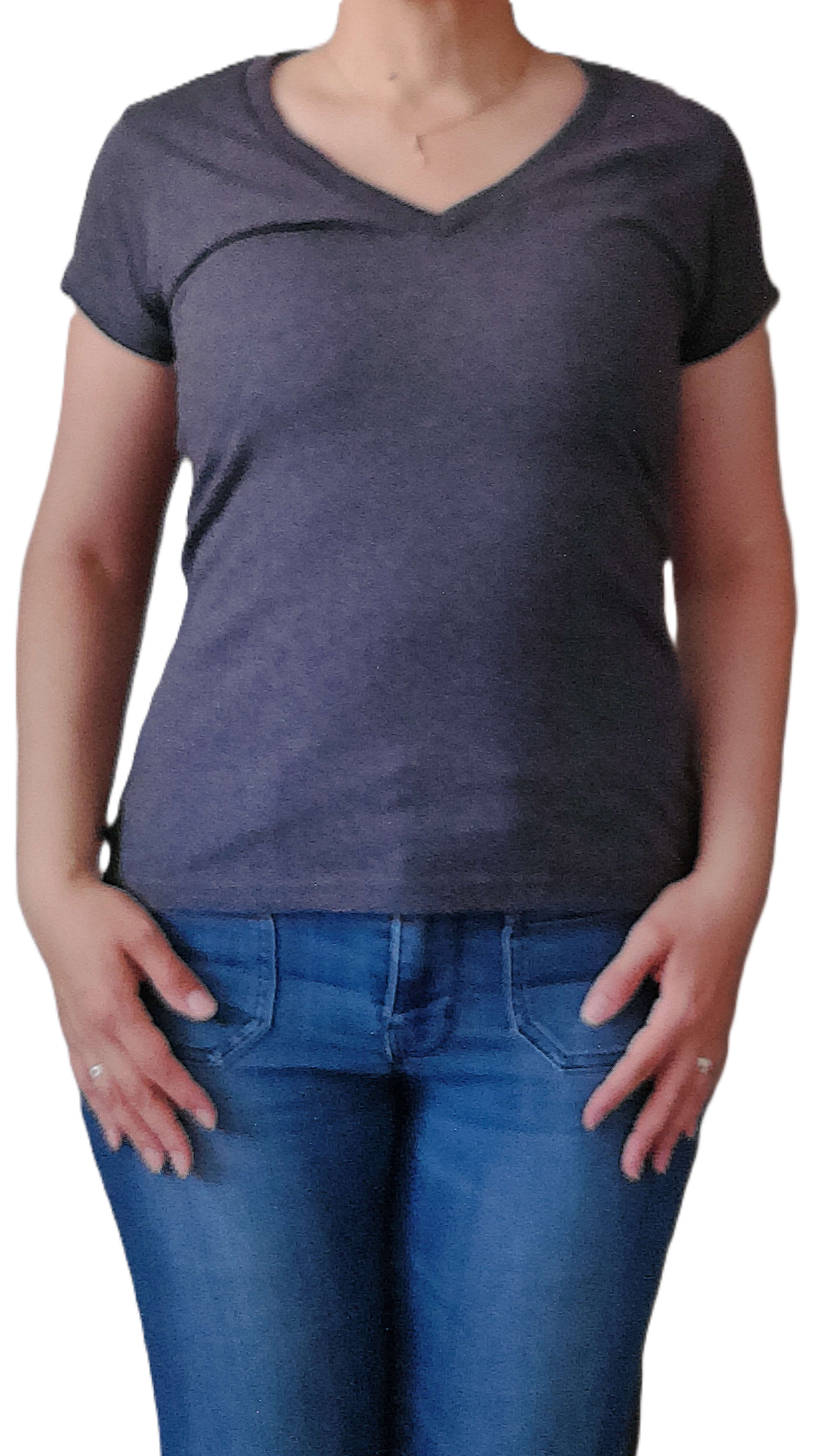 Playera cuello V manga corta con silueta