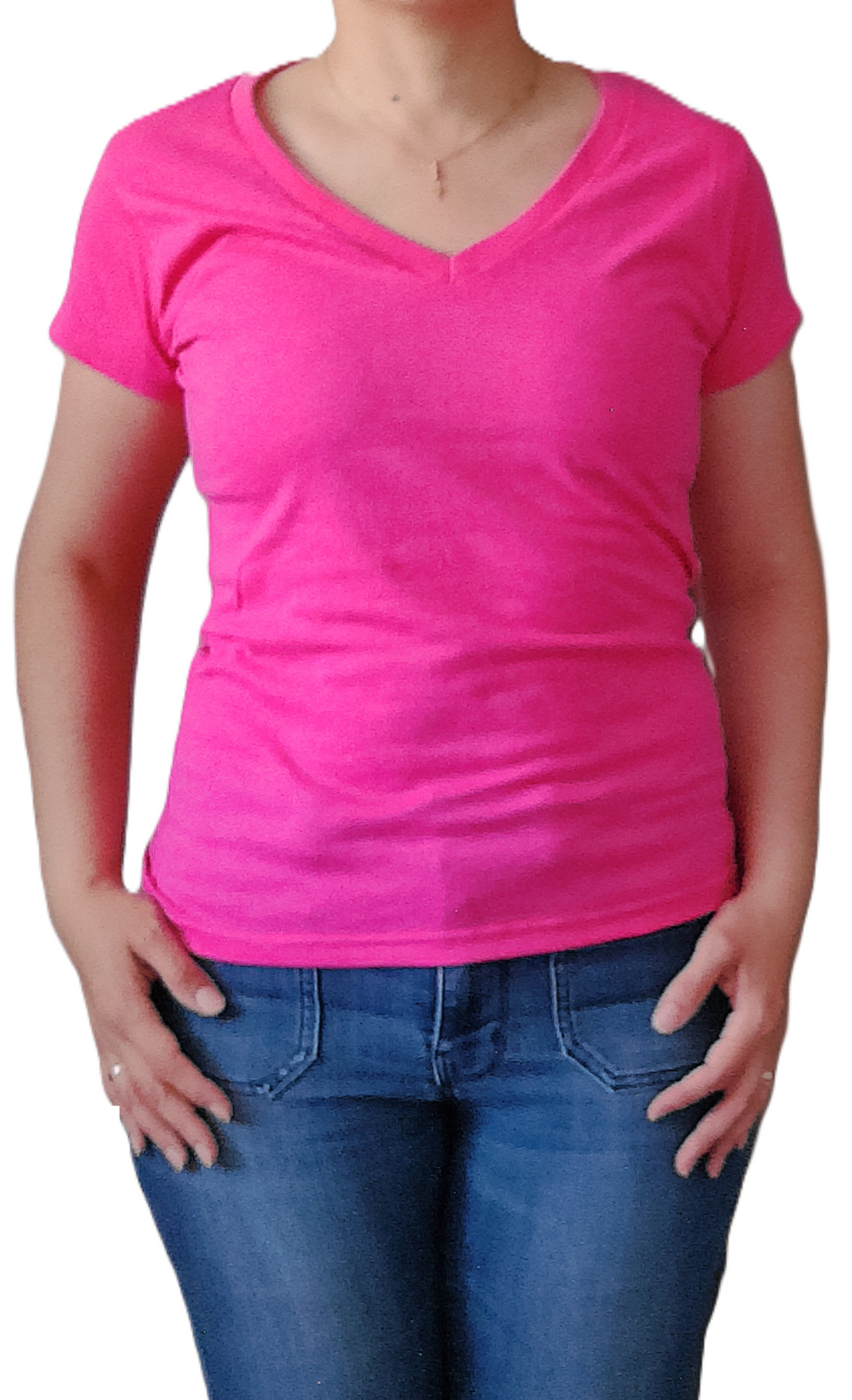 Playera cuello V manga corta con silueta