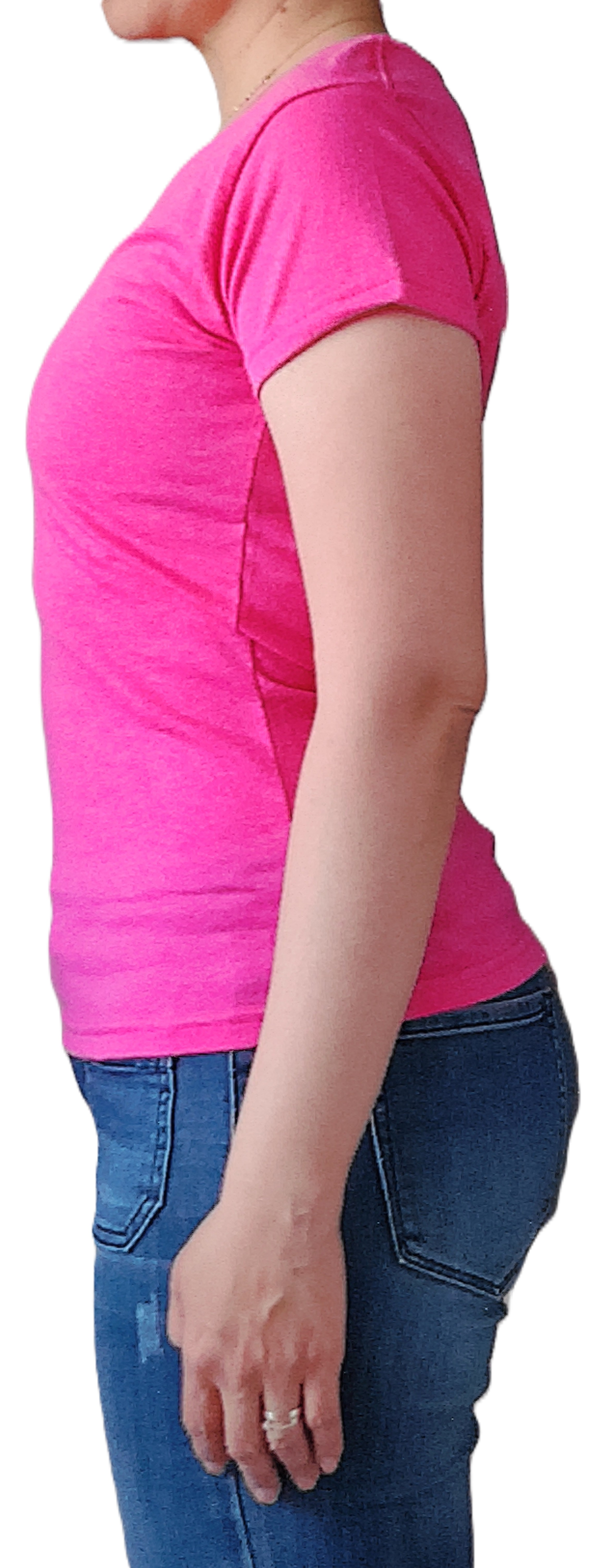 Playera cuello V manga corta con silueta