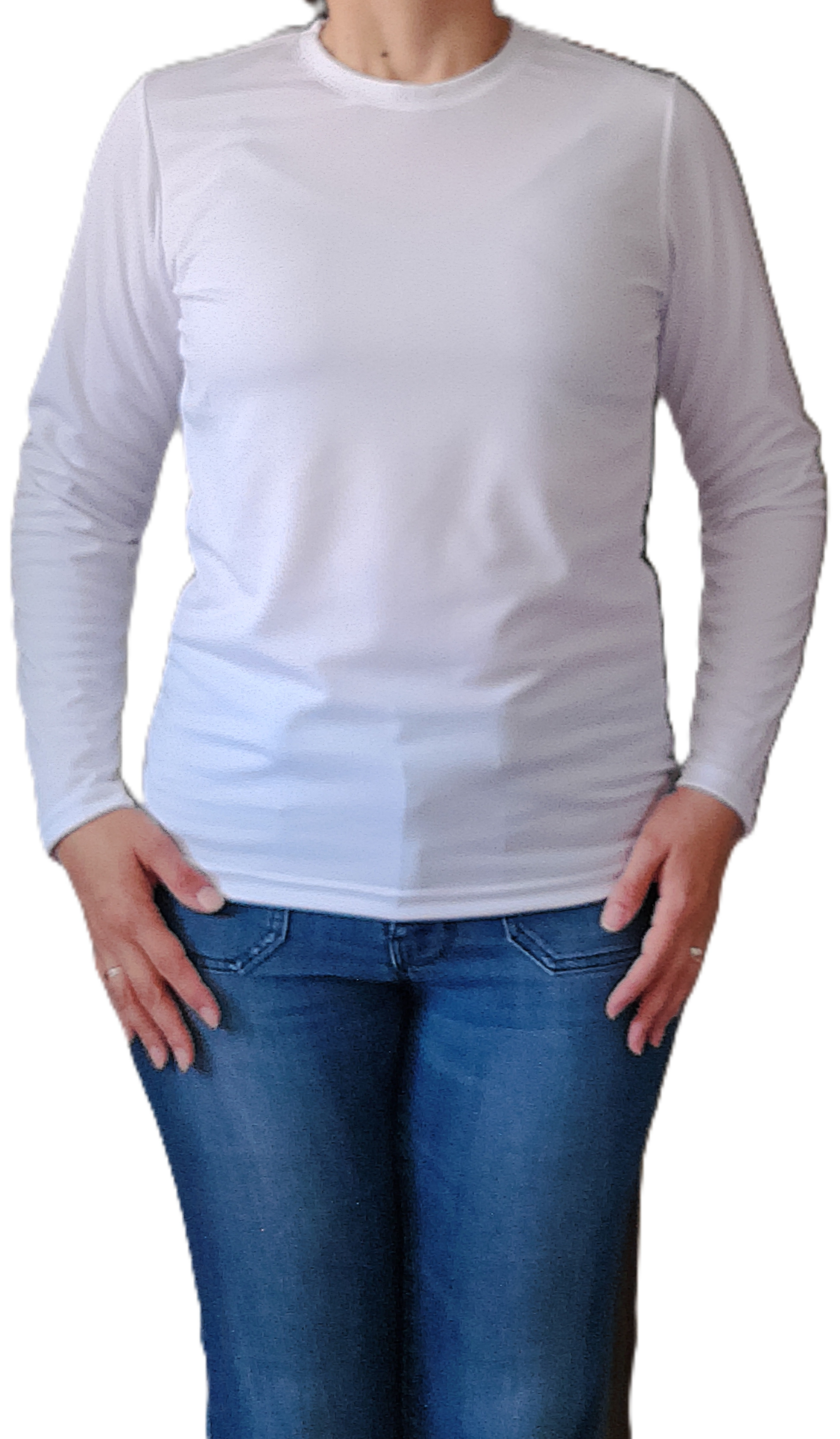 Playera cuello redondo manga larga con silueta