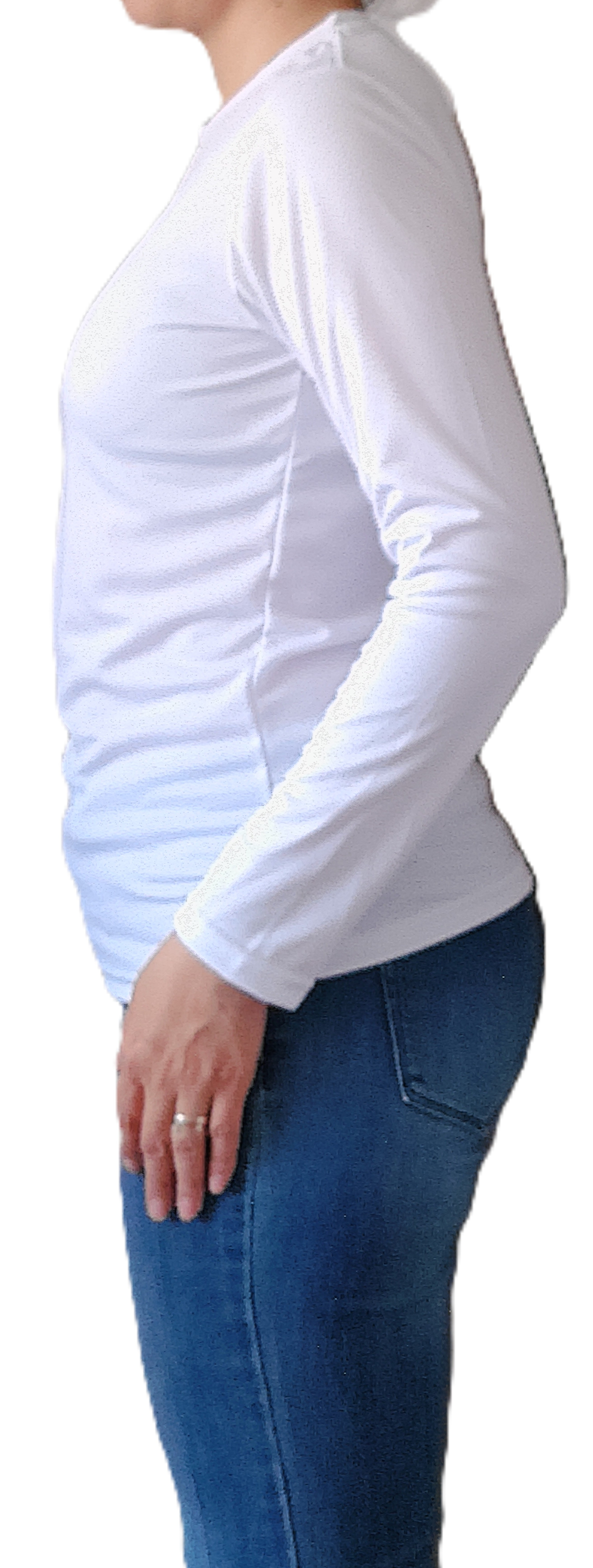 Playera cuello redondo manga larga con silueta