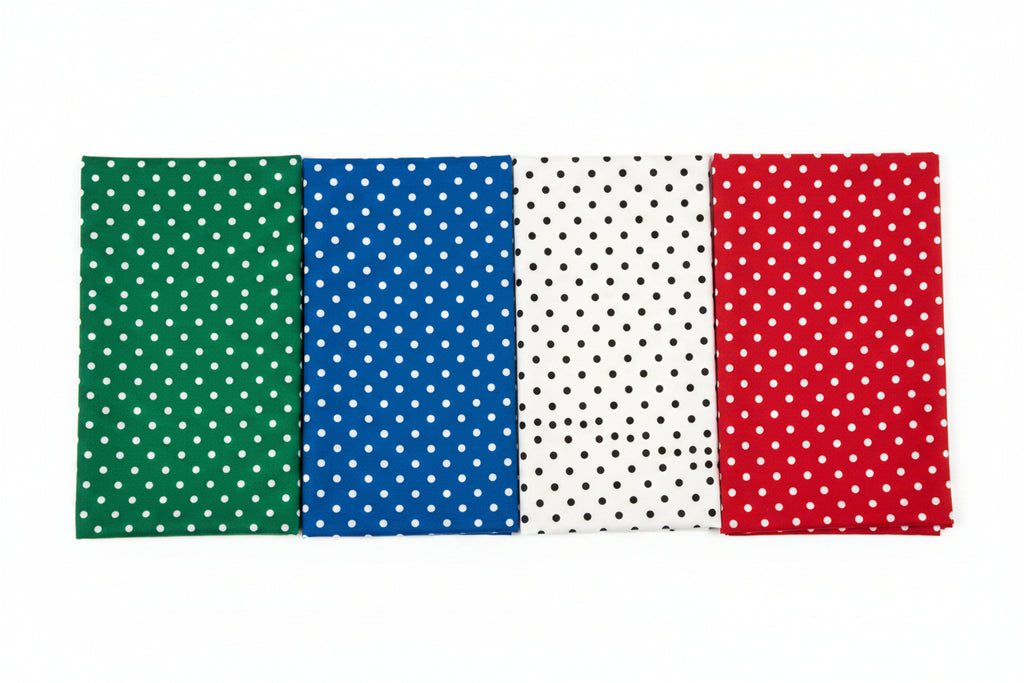 Vestido unitalla de maternidad verde, azul, blanco y rojo con lunares blancos – estilo fresco y femenino