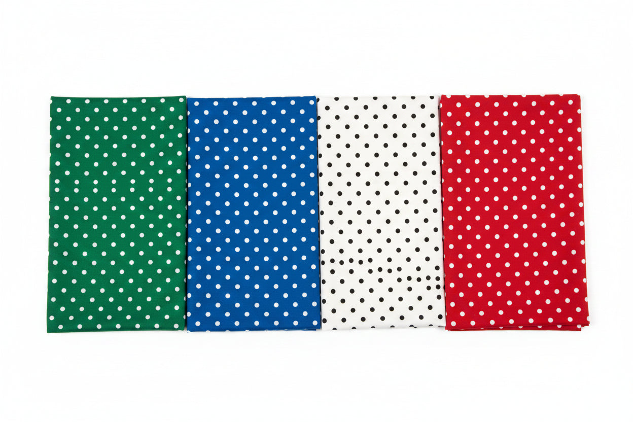 Vestido unitalla de maternidad verde, azul, blanco y rojo con lunares blancos – estilo fresco y femenino