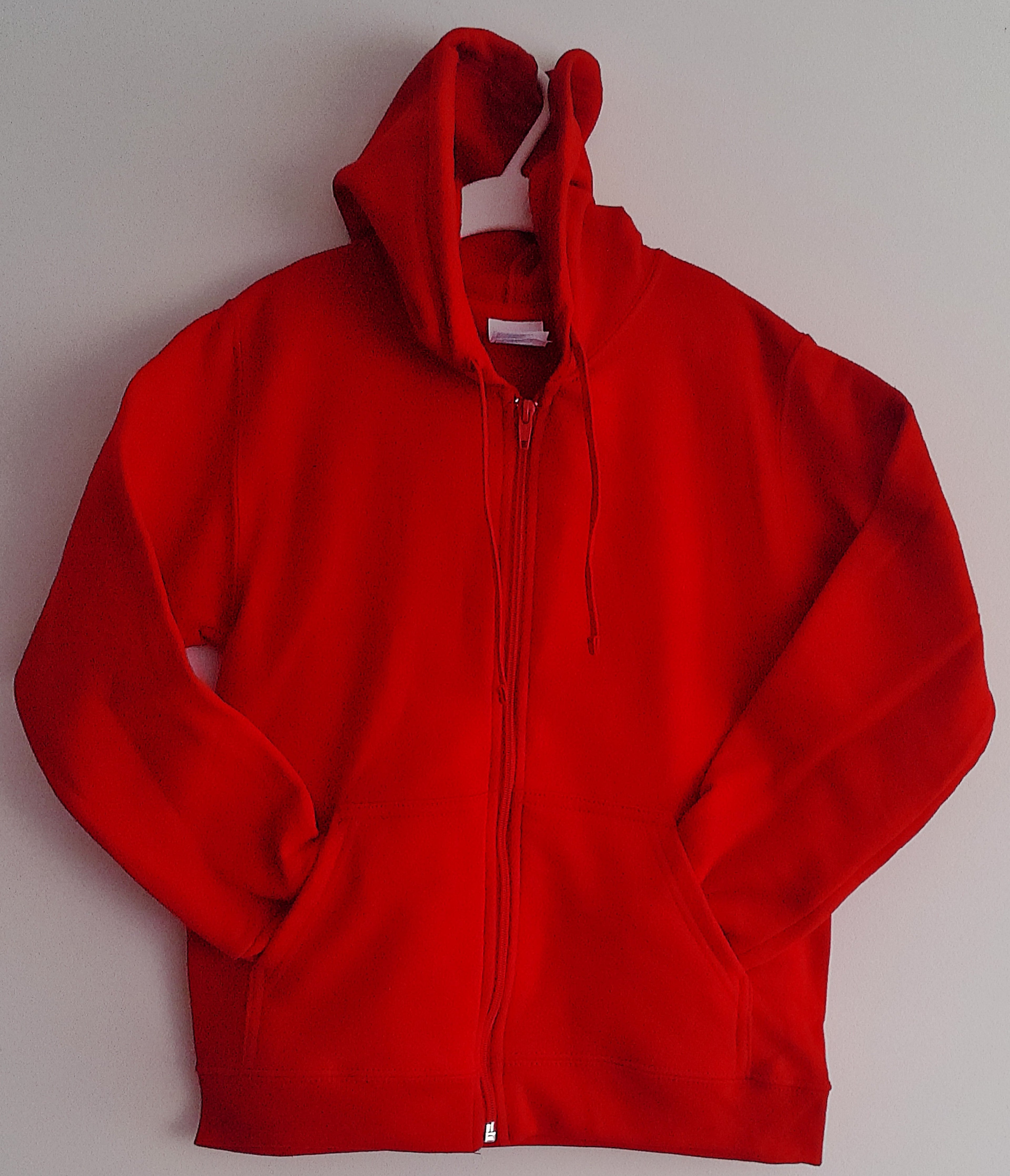 Sudadera roja infantil con cierre y capucha