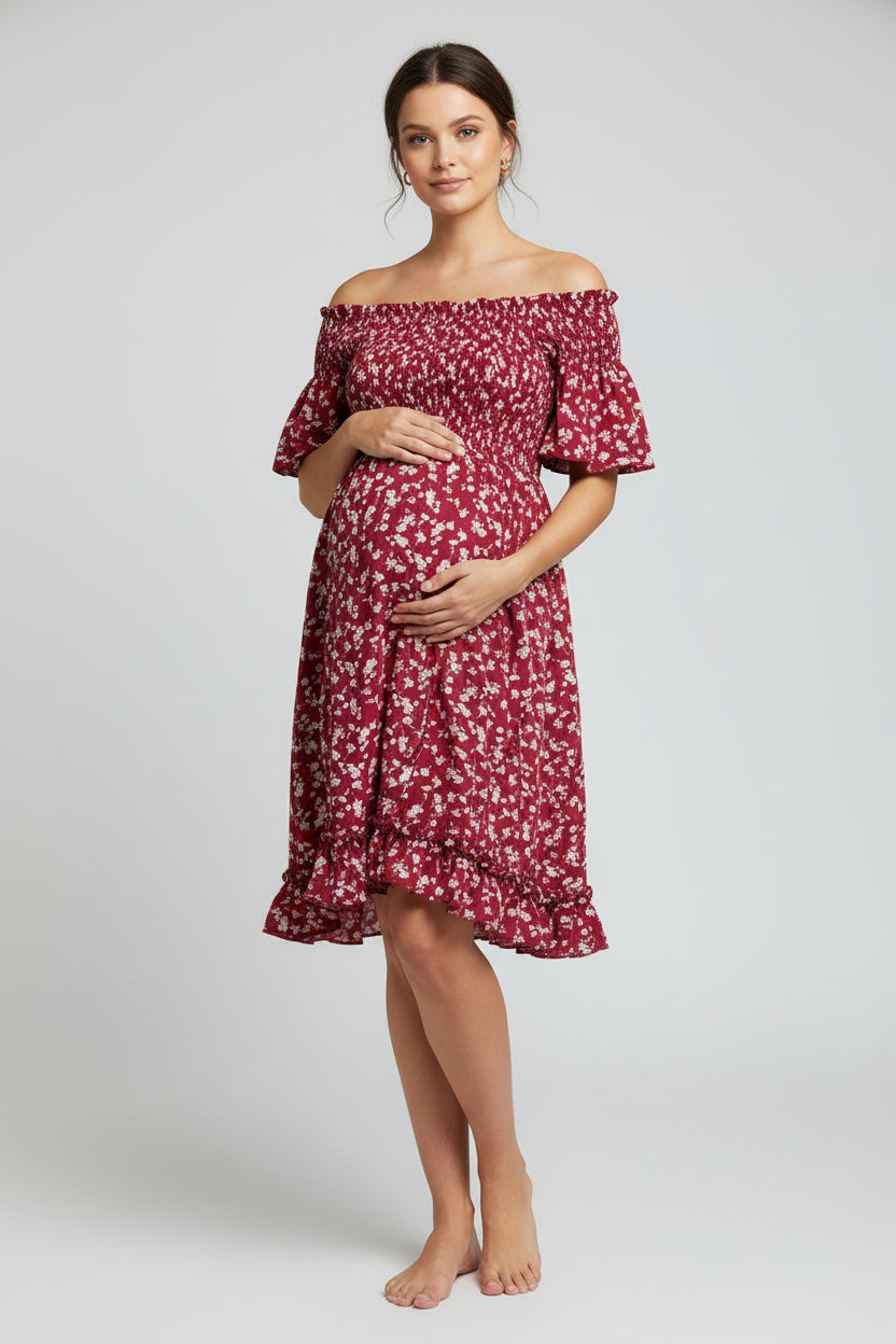 Vestido Maternidad Floral con olan, ligero y fresco