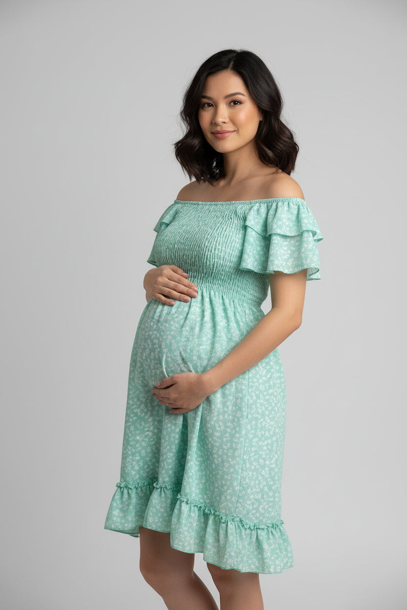 Vestido Maternidad Floral con olan, ligero y fresco