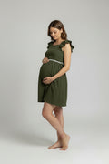 Vestido elegante de maternidad para baby shower y sesiones de fotos – verde, rosa y azul marino