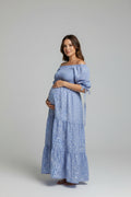 Vestido largo floreado de maternidad para baby shower, fotos o el día a día