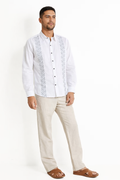 Camisa bordada blanca para caballero – estilo latino elegante